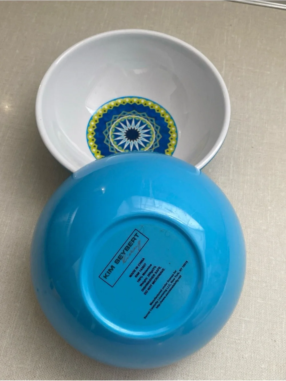 Kim Seybert Melamine Cereal  Bowls Blue Multi Colored Set of 2